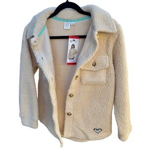 Roxy Girl Sherpa Fleece Shirt Jacket in Creamy White M(10-12)